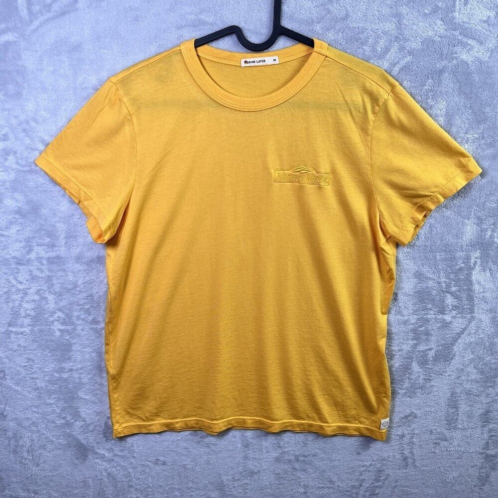 Marine Layer‎ Yellow T-Shirt Nature Valley Women's Medium Short Sleeve Stretch
